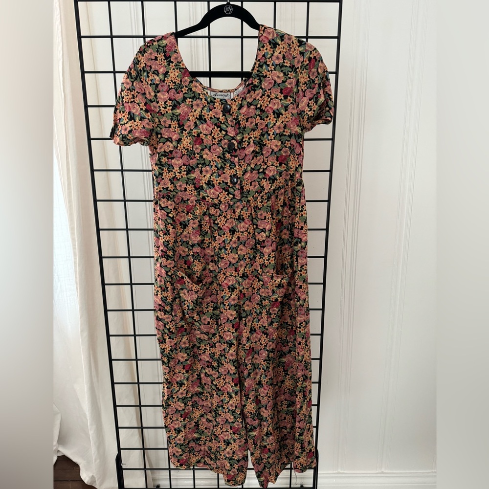 Vintage floral jumpsuit, capri length